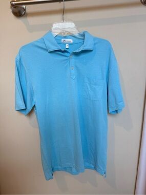 Peter Millar Sky Blue Cotton Polo with Chest Pocket